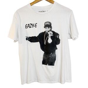 Eazy - E Short Sleeve Graphic Tee White and Black Size Medium